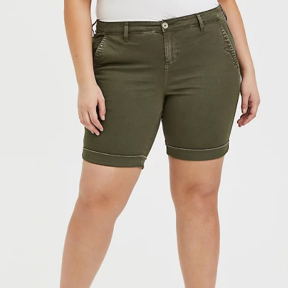 Torrid Bermuda Chino Short Twill Olive Green Size 18